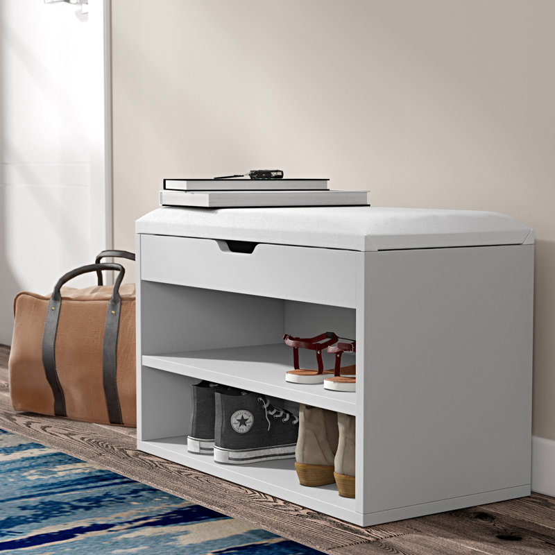 6 Pair Shoe Storage Bench, White