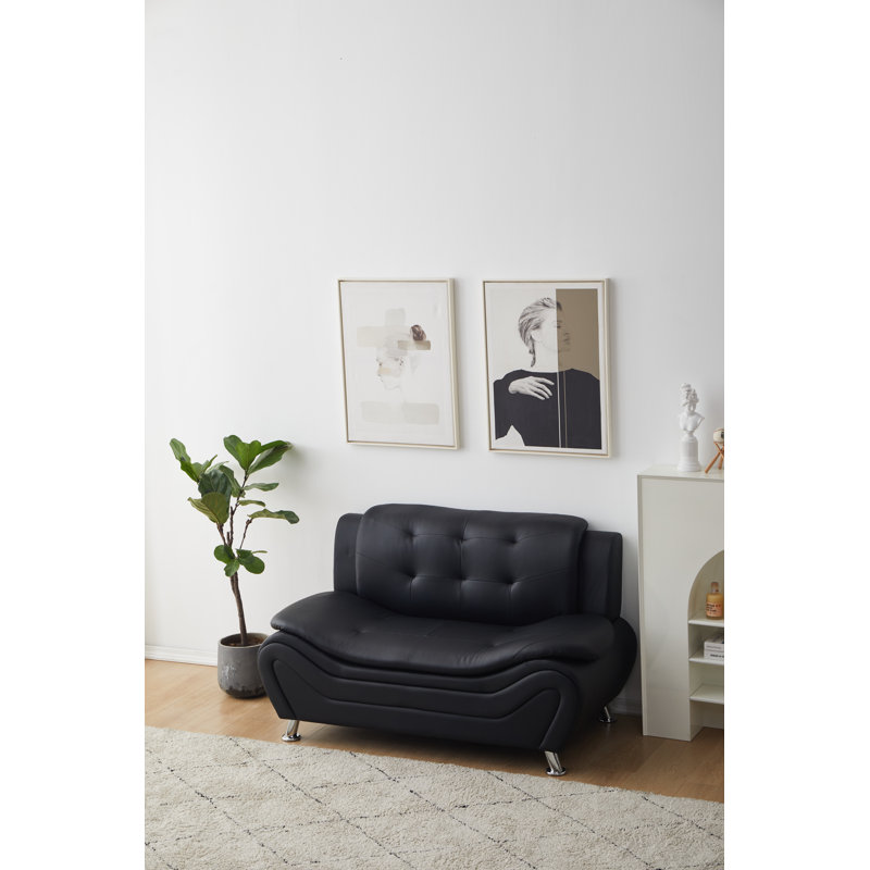 Causeuse de salon Adrin, Similicuir noir