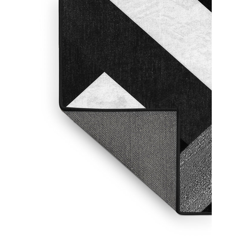 Tapis à motif géométrique doux et moelleux noir et moderne Teterboro, 4 x 2