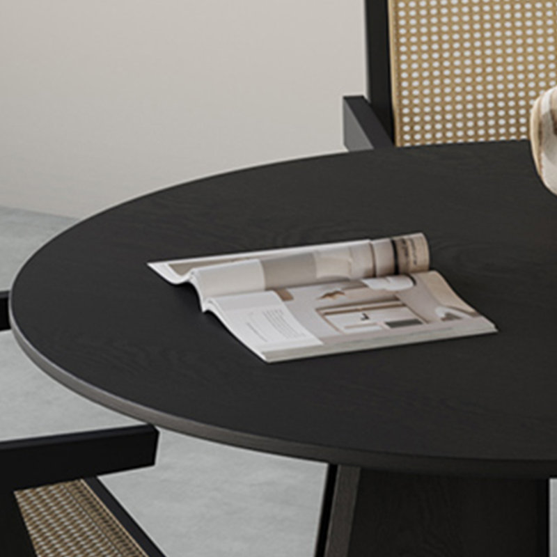 Table de salle à manger ronde en bois de frêne noir, H 29,53 po x L 47,24 po x l 47,24 po