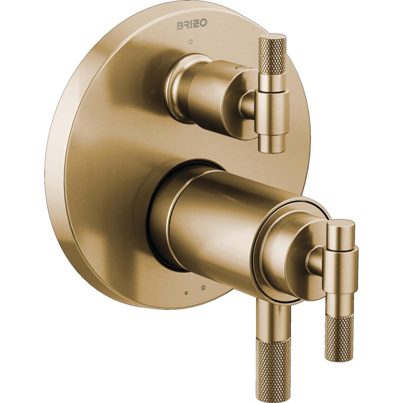 Litze® Roman Shower Integrated Valve with Handles, Luxe Gold, T-Lever