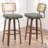 Cane Back Swivel Counter Stools with Faux Leather Seat-113262411-113262409