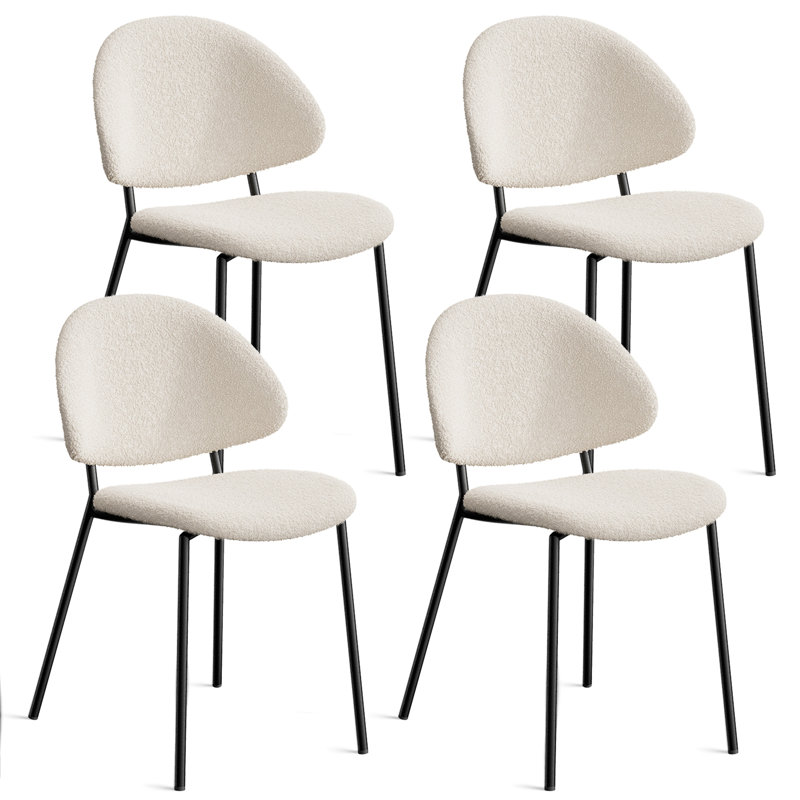 Ensemble de 4 chaises de salle à manger rembourrées en tissu Boucle de style Mid-Century avec dossier incurvé pour la cuisine