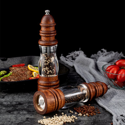 Acrylic And Wooden Salt And Pepper Grinder Set, Manual Pepper Mill Sets Salt Grinder, Adjustable Coarseness -  SC0GO, Y-P10150