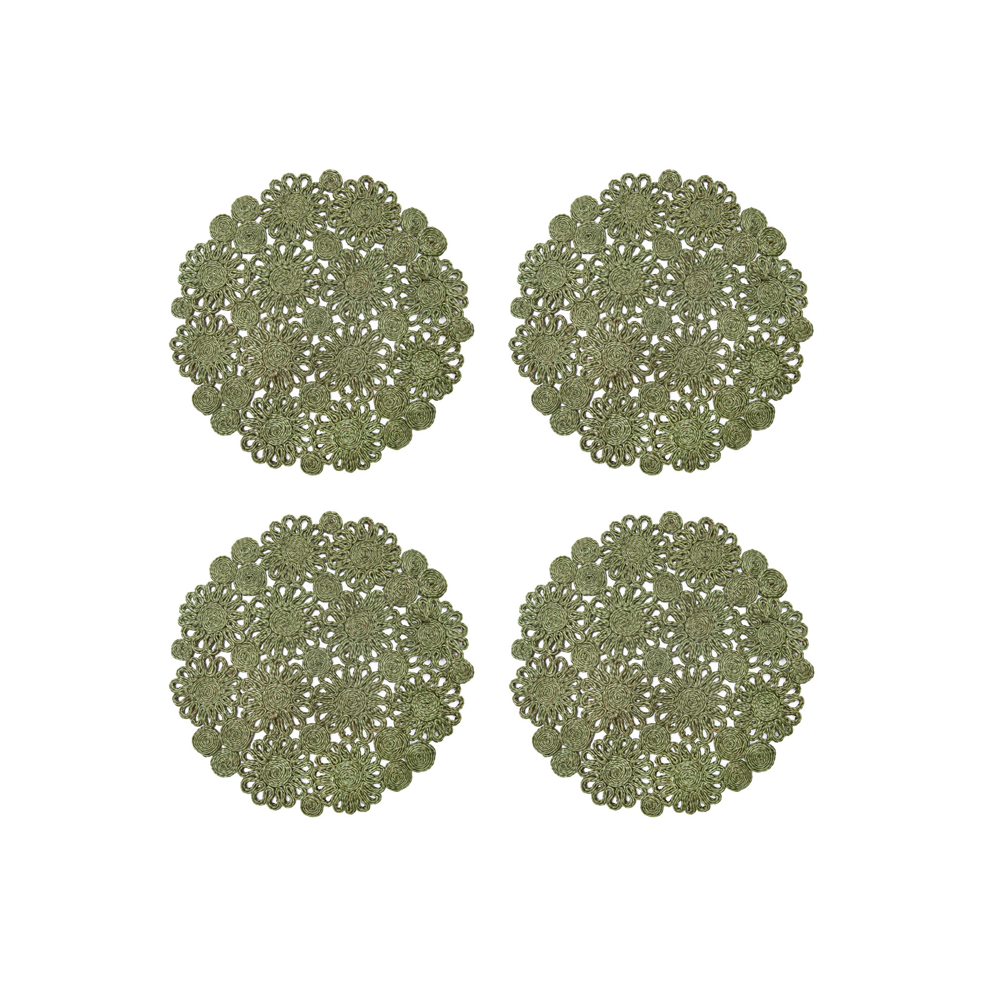 Bladwell Jute Round Placemat, Green