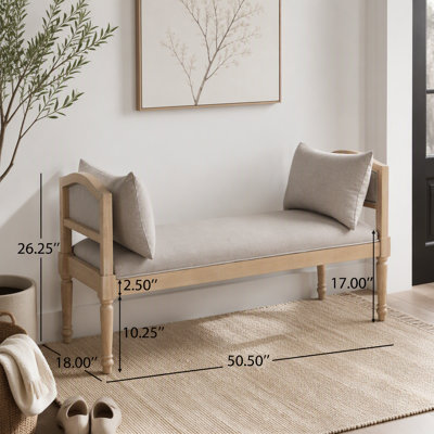 Banc rembourré avec pieds tournés
