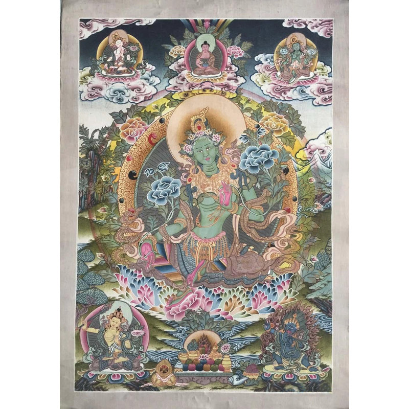Vert Tara Thangka (Thangka sans brocart)