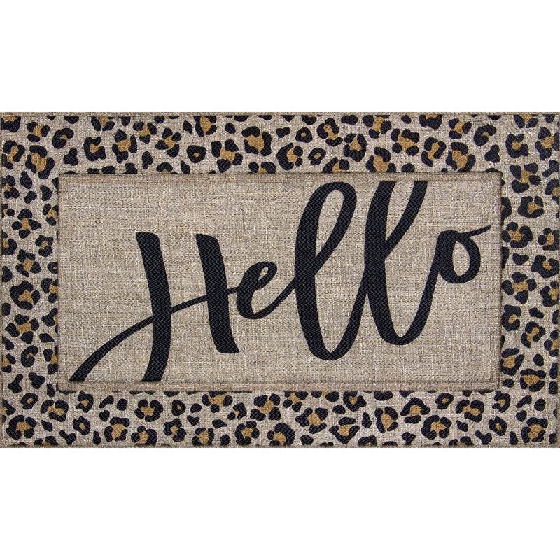 Paillasson Ottis Sisal Hello Leopard, Tanné