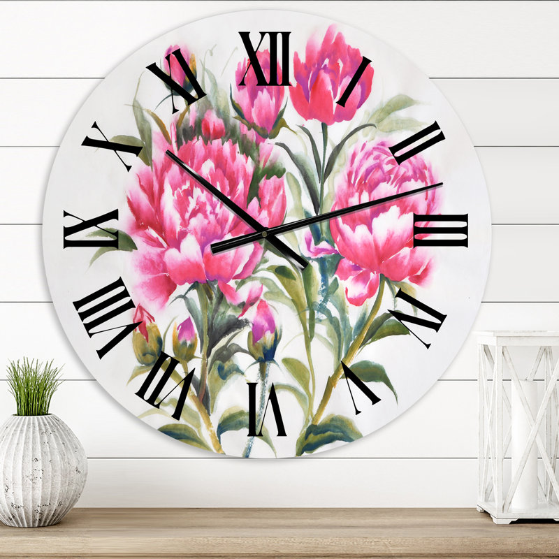 Mauve pivoines - Horloge murale traditionnelle, Moyen