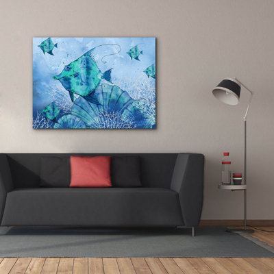 «Ocean Blues A» par Jean Plout, art mural sur toile, 54 po x 40 po