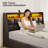 Upholstered Platform Bed Frame with Wingback Headboard, LED Lights & 4 Storage Drawers-1454704322-1454704332