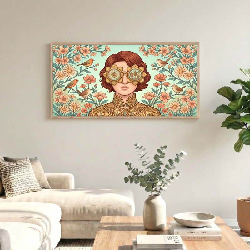 Ensemble de 1 tableau mural sur toile de style steampunk floral, L 46 po x H 24 po, Naturel