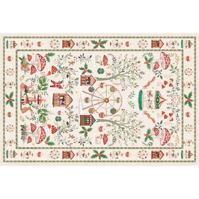 Tapis de Noël bohème vintage, tapis de forêt de Noël, tapis de chambre, tapis de sol rétro pour salon