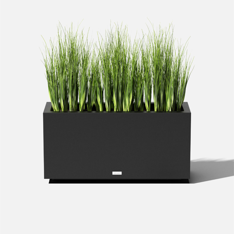 Block Series Long Box Planter, 16” H x 32” W x 10” D, Black