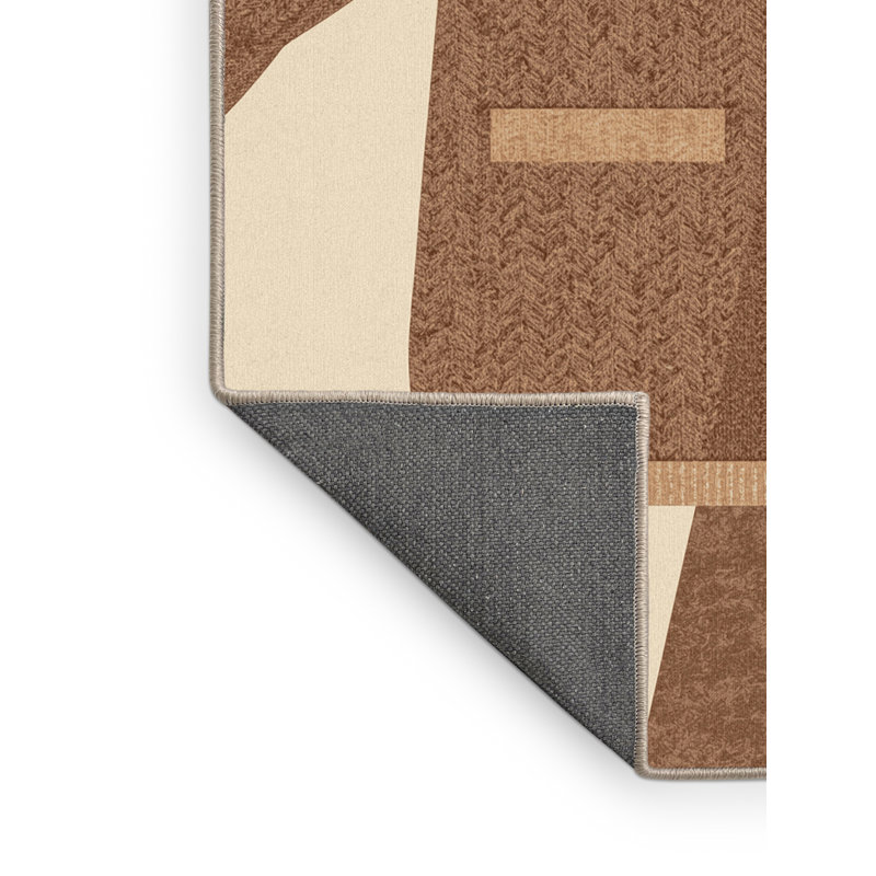 Soft Plush Morton Modern Rustic Vintage Look Area Rug in Beige – Beige Binding, 8x12