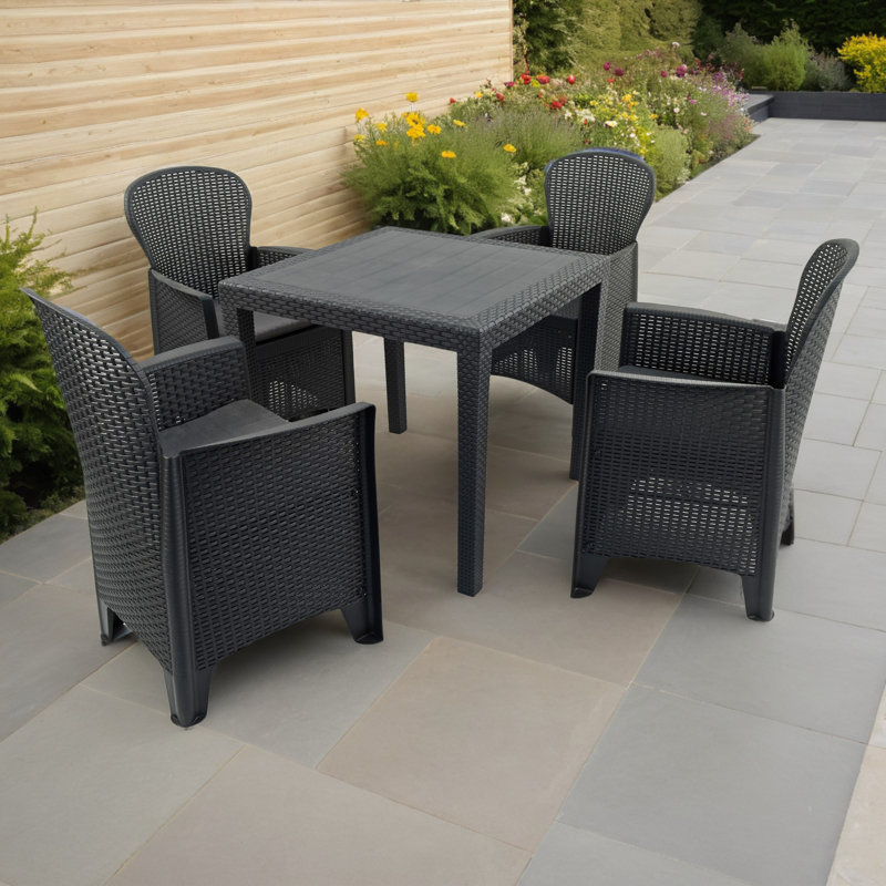 Schaffa Square Table with 4  Chairs Garden Set