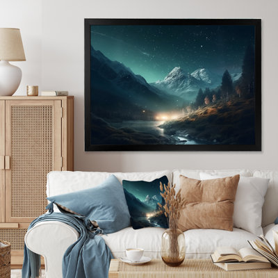 Night Sky Mountain Peaks - Imprimé