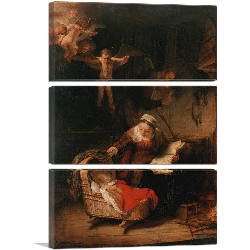 La Sainte Famille avec les anges 1645 par Rembrandt van Rijn - Ensemble de 3 reproductions d'art sur toile tendue