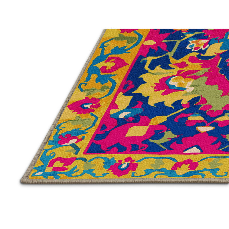 Machine Washable Tabriz Brown Area Rug, Square 6'