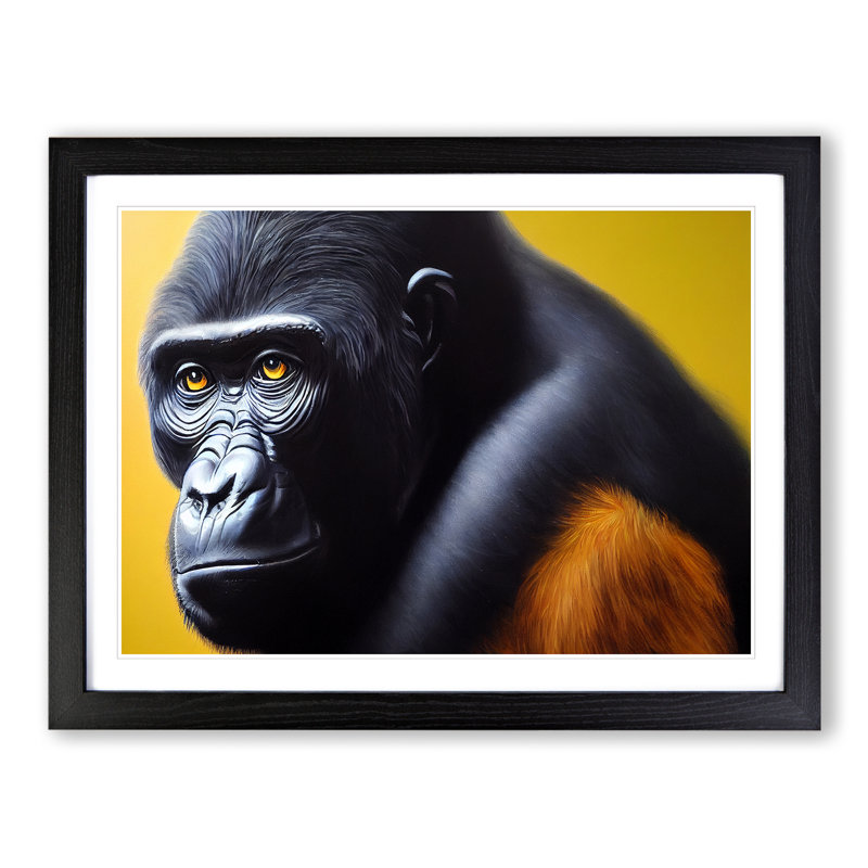 XH1022-6099X Modern Gorilla Art Vol.6 - Single Picture Frame Print, Black, 46cm H x 64cm W