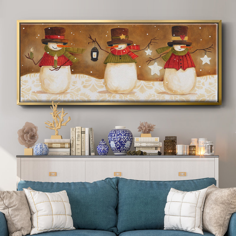 Top Hat Snowmen- Framed Canvas