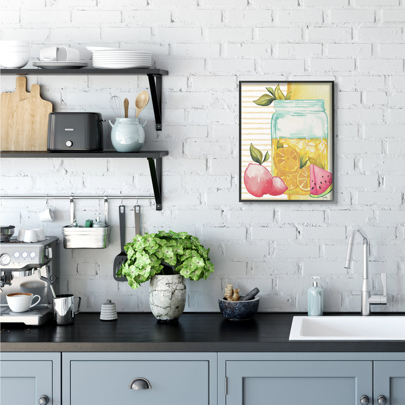 «Iced Lemonade Pitcher Abstract Pink Lemon Fruit» par Elizabeth Medley - impression d'art graphique