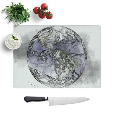 Tempered Glass Satellite Image of Earth Chopping Board