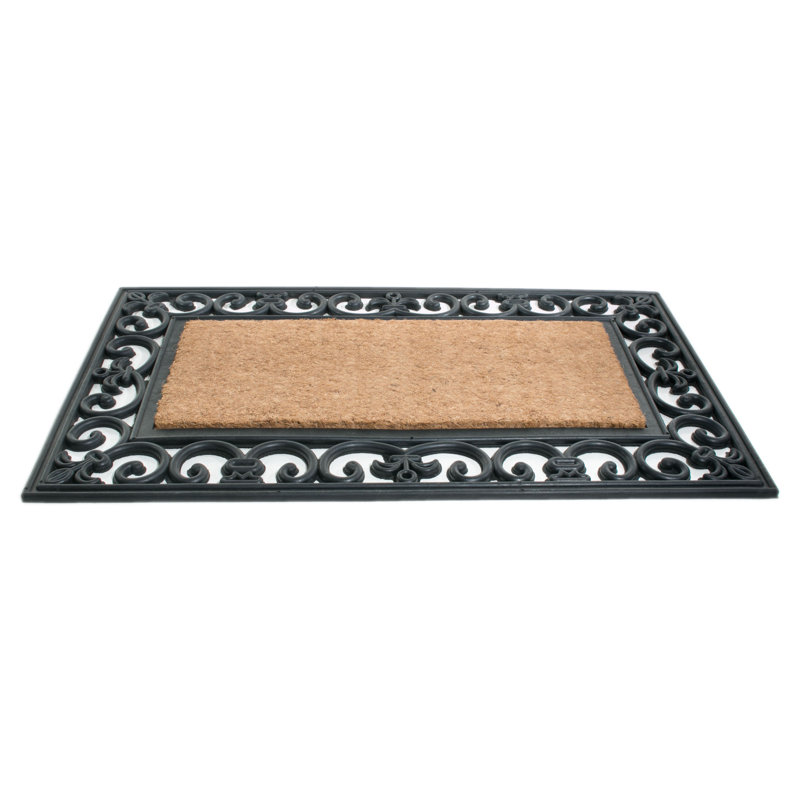 Brown and Black Coir Rubber Outdoor Non-Slip Door Mat