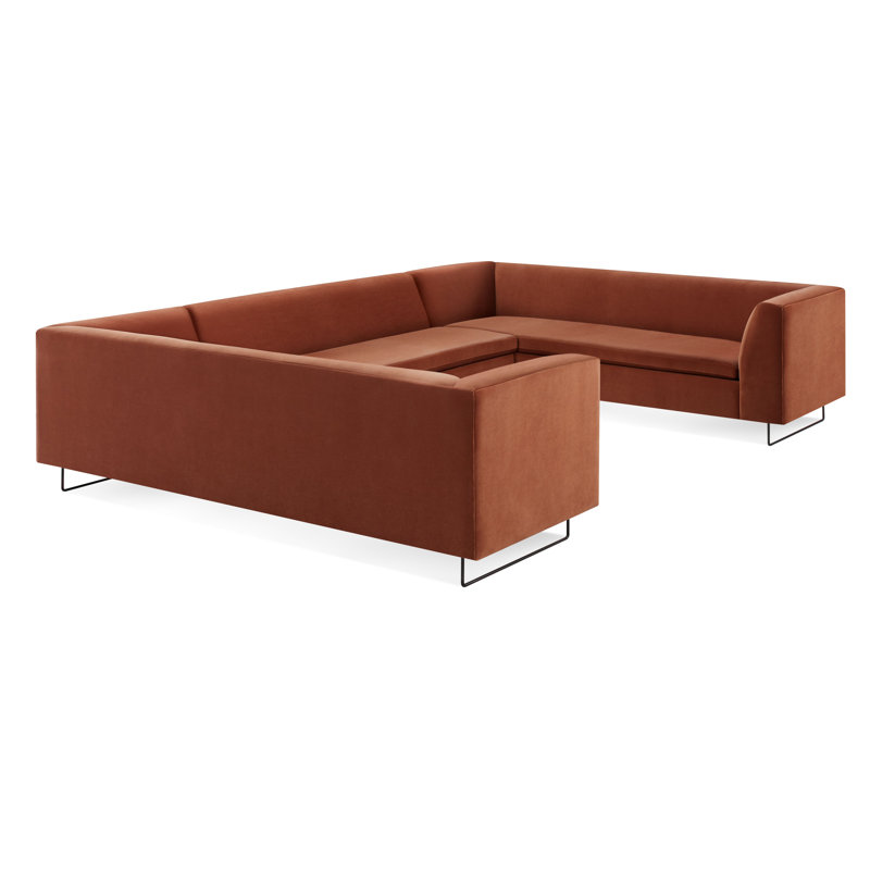 Bonnie And Clyde Sectional, Copper Velvet Polyester Blend