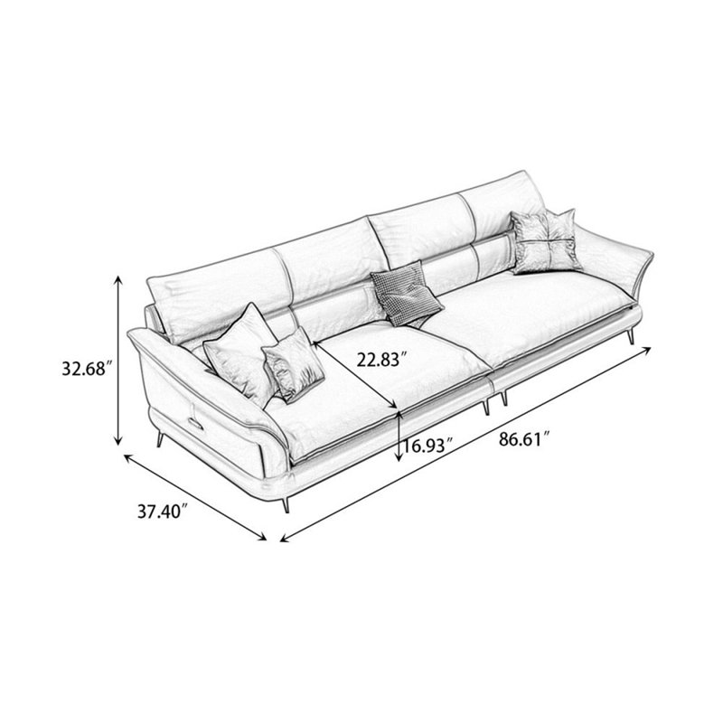 Causeuse-coussin modulaire en cuir véritable vert, 32,68 po H x 86,61 po L x 37,4 po P, Vert