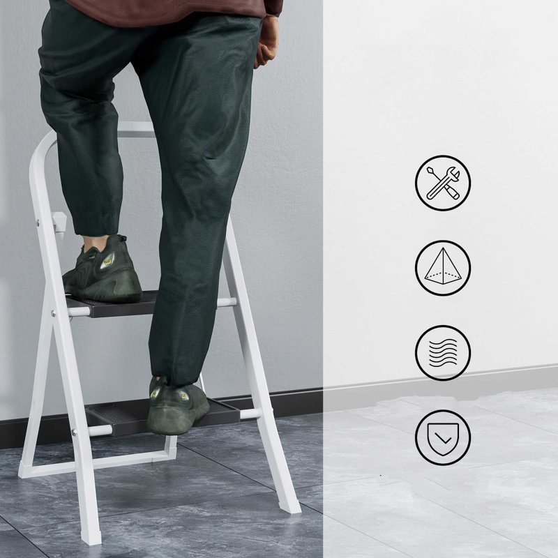 2 - Step Lightweight Folding Step Ladder, White