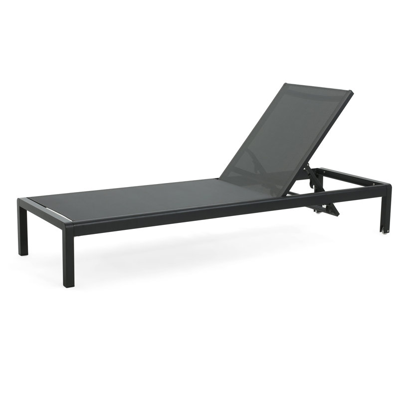 Chaise longue de piscine de 2 - dossier réglable, siège en filet, structure en aluminium avec roulettes, filet de piscine noir / gris confortable, structure stable, position