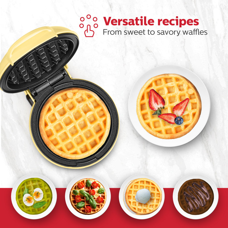 Gaufrier personnel Holstein Housewares de 4 pouces, Jaune