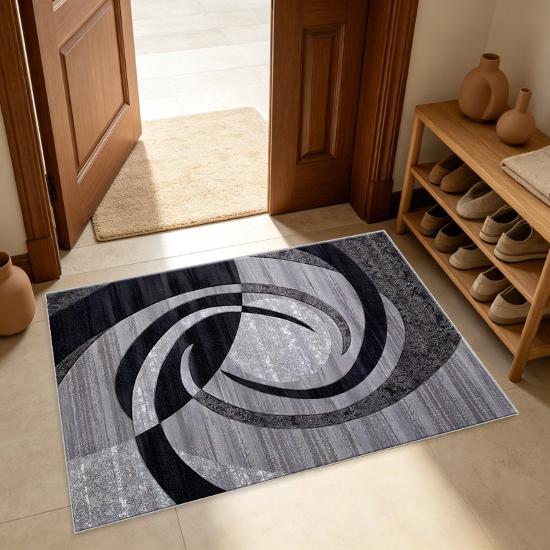 Black and Grey   area rugs for Living Room, Soft and Comfortable, Suitable for all seasons, easy to maintain, machine washable Indoor floor mat, Under Table Farmhouse suitable for Bedroom, Dining Room, Study,  Balcony, Home Decor Patio
