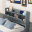 Lit double en bois avec tête de lit et prises de rangement, lit gigogne double extensible avec trois tiroirs-788984925-788984923