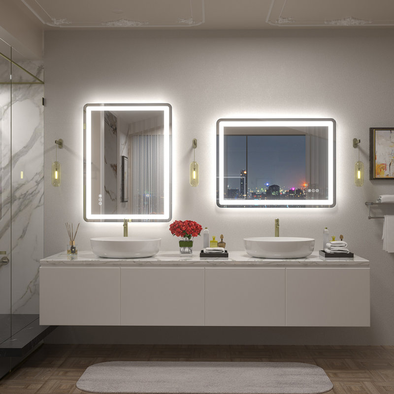 Aevar UL Certified Front & Back LED Anti-Fog Tempered Glass Bathroom/Vanity Mirror with 3-Year Warranty, 32" x 24"