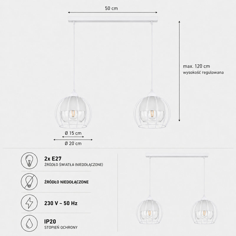 - Light White Pendant, 60, 2
