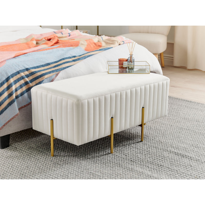 Mazon Velvet Upholstered Bench, Cream