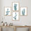 IDÉE4WALL, art mural encadré bleu sarcelle du sud-ouest, cactus du désert du sud-ouest, ensemble de 4 impressions murales nature sauvage, décoration florale botanique pour le salon, impression encadrée de chambre à coucher 4 pièces