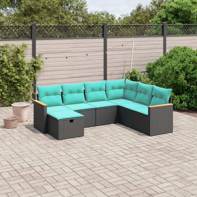 Ensemble de canapé de jardin en polyuréthane noir et acier