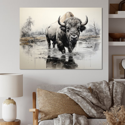 Bison, art mural, reproduction de reflet de la faune