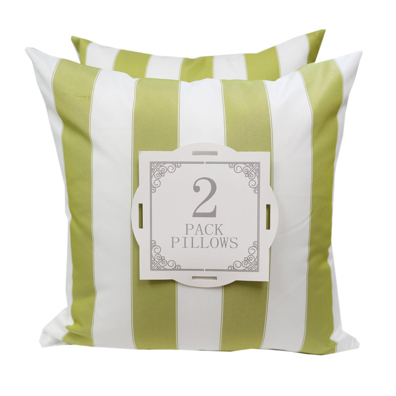 Striped Outdoor Reversible Throw Pillow, Lime, 20" x 20"