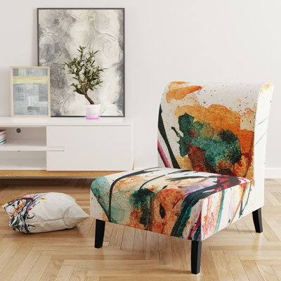 Abstract Flowers - Traditional Upholstered Slipper Chair