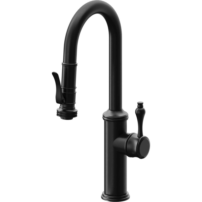 Davoli Pull-Down Prep/Bar Faucet with Squeeze Sprayer, Matte Black