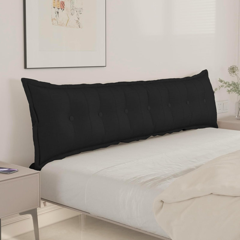 Coussin de siège de tête de lit capitonné à dossier Sit-up Back Comfort, Très grand lit, Noir