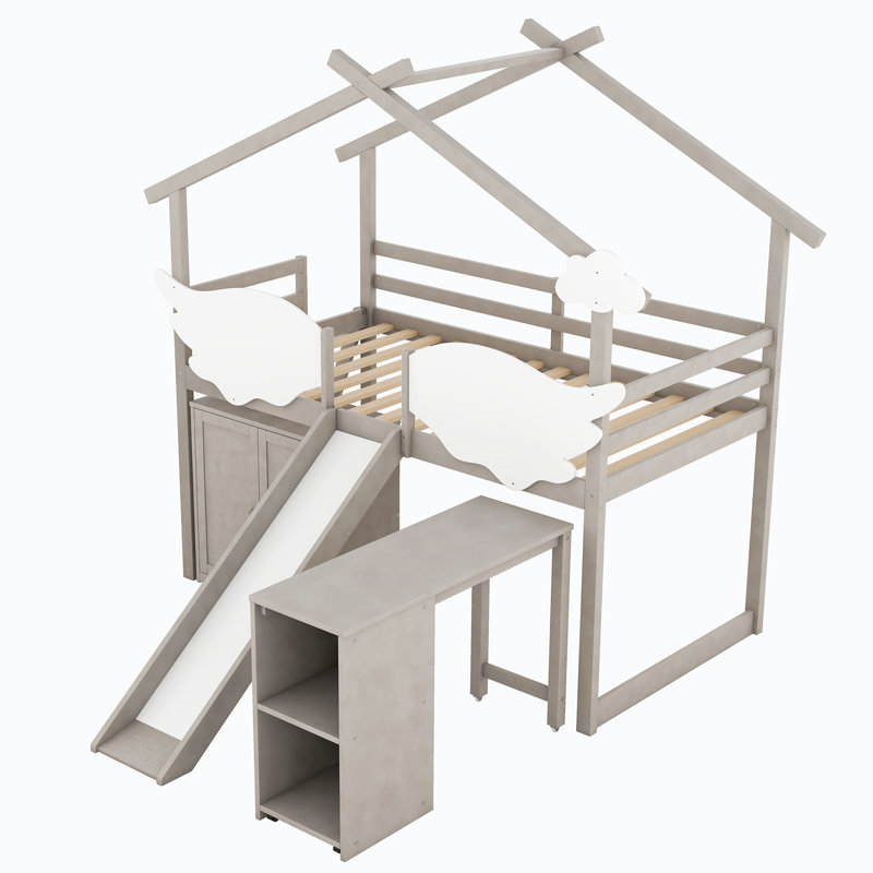 Lit pour enfant Shameka, Gris clair