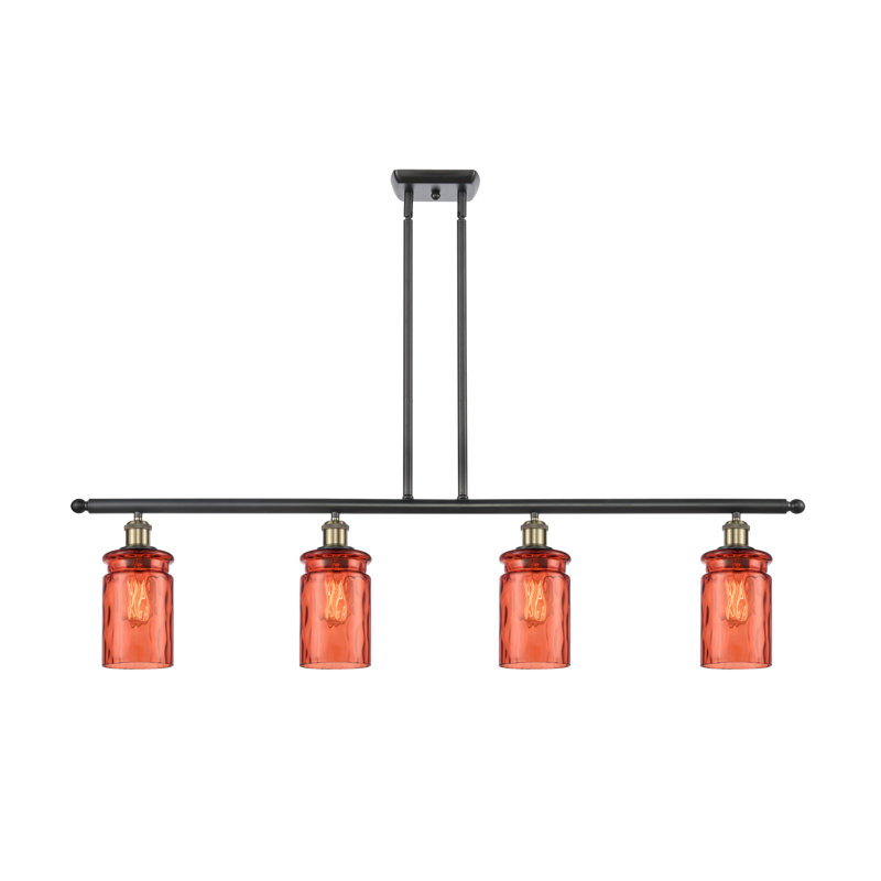 Luminaire suspendu pour îlot de cuisine à 4 lumières Binkley, Ampoule DEL rétro de 3,5 watts, Laiton antique noir