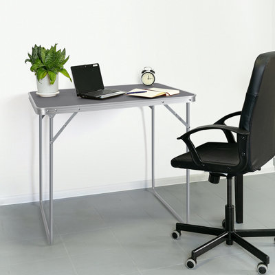 31.5" Portable Folding Table, Lightweight Indoor Outdoor Camping Desk With Handle & Sturdy Metal Frame