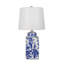 Lampe vase en céramique bleue et blanche