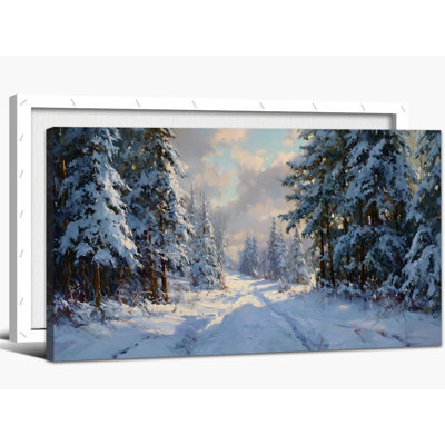 Grande décoration murale de scène d'hiver - Paysage d'hiver enneigé, art mural pour salon, photos d'arbres d'hiver pour la décoration de la maison